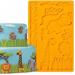 Bakvormen bakware diy 3d fondant siliconen vorm dier giraf olifant aap leeuwen cake decoratie gereedschap gompasta
