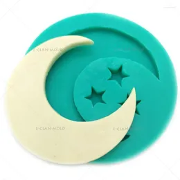 Moldes para hornear Bakeware Luna y estrellas Ramadán Decoración Molde de silicona Musulmán Fondant Forma de chocolate para decoración de pasteles Eid F0625YL