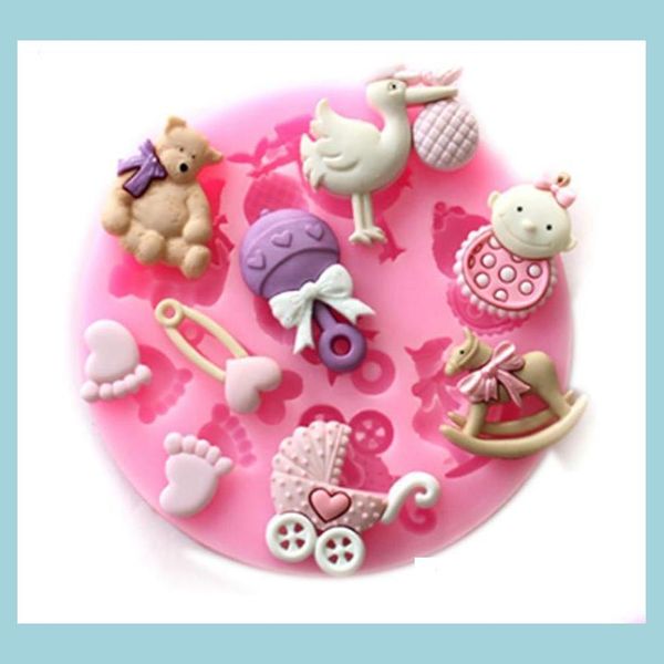 Moldes para hornear Mods de hornear 3d Caballo bebé Bear Molda Sile Gurn Azuck Cupcake Jelly Candy Chocolate Decoración 7.8x7.8x1cm Bdesybag DHB78