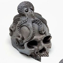 Bakvormen Bakmods Product Octopus Head Monster Skl Sile Mold Diy Kaars Hars Gips Halloween Decoratie Drop Delivery Home Dheux