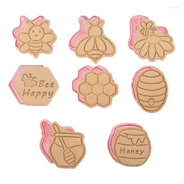 Bakvormen Bee Cookie Cutter Set 8 stks Cutters Dierlijke Stempel Embosser Festival Thema Fun Mold Voor Koekjes