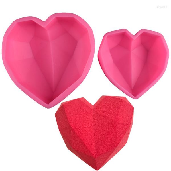 Moules de cuisson Grand Coeur En Forme De Diamant Gâteau Moule 3D Silicone Chocolat Mousse Pâtisserie Diy Gelée Moules Pour La Saint Valentin M572