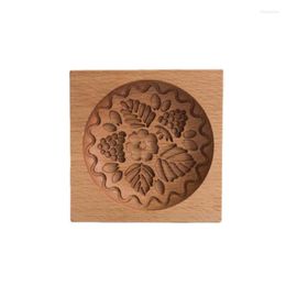 Moules de cuisson Biscuit gaufrage moule en bois sablé framboise sculpture pain d'épice timbre raisin bricolage cuisine