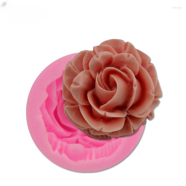 Moldes para hornear flor rosa molde de silicona para pastel 3D flor Fondant Cupcake gelatina caramelo Chocolate decoración herramienta FQ2825