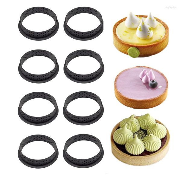 Moules de cuisson Gâteau Moule Cutter Perforé Tarte Mousse Cercle Silicone Antiadhésif Français Dessert Anneau Décoration Outil Forme Ronde DIY Cuisine