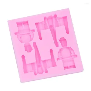 Moldes para hornear Cake Topper Robot Battleship DIY Herramientas de fondant Bandeja de hielo Molde de silicona de chocolate 15-691