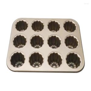 Stampi da forno Canele Mold Cake Pan 12 cavità antiaderenti Cannele Muffin Bakeware Cupcake per cottura al forno (oro champagne)