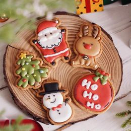 Bakvormen Cartoon Kerst Koekjesvorm Sneeuwpop Kerstman Elanden Kerstboom Fondant Biscuit Cutters En Stempels Taart Decoratie Gereedschap