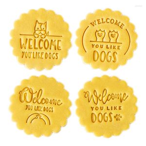 Moules de cuisson Dessin Animé Chiens Mignons Vous Bienvenue Comme Animaux Chien Fête D'anniversaire Décoration Fournitures Dessert Cookie Cutter Timbre DIY Outils