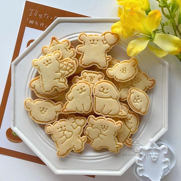 Moules de boulangerie dessin animé chiot ours fondant biscuit moule parent-enfant moules biscuit mouchers fronteurs enfants sucrecraft flip gâteau