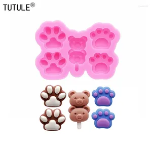 Moldes para hornear Cat Paw Bear Scratch Ice Cream Lollipop Molde de silicona DIY Llavero Joyería Shaker Epoxy Clay Chocolate Cake