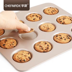 Bakken Molds Chefmade Whoopie Cake Pan 12-Cavity Round Round anti-Stick Muffin Pan Whootie Cookie Biscuit Bakeware Molds for Oven Baking 230421