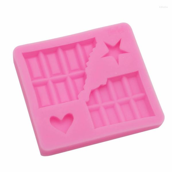 Moldes para hornear Chocolate Fondant Cake Mold Five-Pointed Star Long Plaid Waffle Relief Digital Tridimensional Love Silicone Mold 15-448