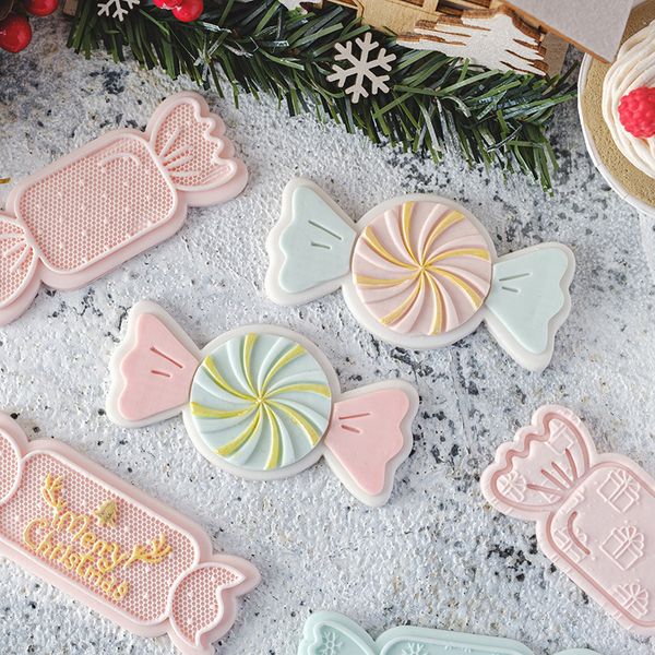 Moldes para hornear Dulces de Navidad en forma de fondant Cookie Embosser Molde Cartoon Candy Cookie Cutter Party Cake Decorating Tools DIY Baking Supplies 230421