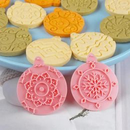 Moules de cuisson Boule de couleur de Noël Beurre Cookie Moule 3D Presse Accueil Set Timbre Outil de meulage