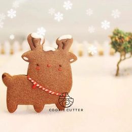 Moldes para hornear Patrón de alce de Navidad Cortador de galletas Forma de animal de dibujos animados Sello de galleta 3D Hogar DIY Navidad Pastel de cocina Herramientas de molde prensado