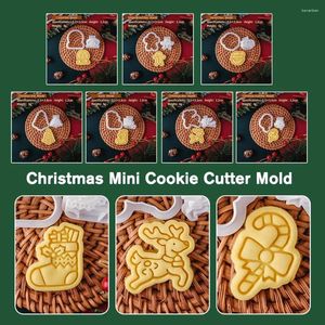 Moules à cuisson de Noël mini biscuits couple moule en plastique 3d santa décorant homme gingerbread tampon tampon de tampon de bricolage biscuit carton