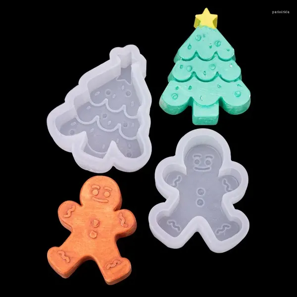 Moldes para hornear molde navideño silicona jengibre hombre en forma de vela en forma de vela herramienta creativa decoración de pastel