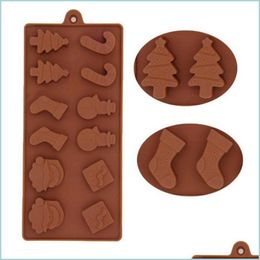Bakvormen Kerstmis Sile Chocolademods 12 CAVITY CAKE COOKIE CANDY BAKKEN MOD VOOR DIY Kerstmis Party Bakeware Santa Ice Tray Mold Dr Dhvns