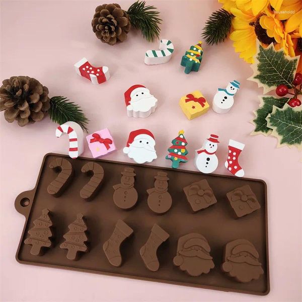 Moules de cuisson Thème de Noël Silicone Candy Moule Chocolat Cookie Outils Plateaux Arbres de Noël Pain d'épice Homme Cadeau Décoration de gâteau