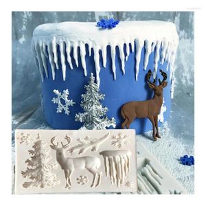Bakvormen kerstboom elanden sneeuwvlok ijia cake mallen chocolade voor het gereedschap DIY Sugarcraft Decoratie