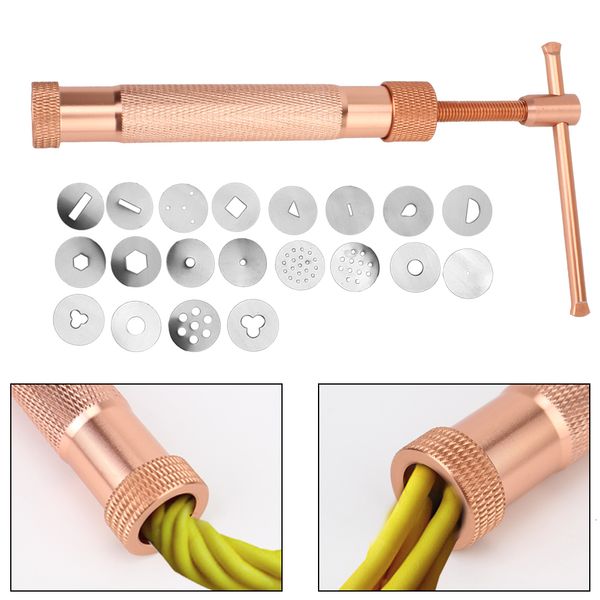 Moules de cuisson Extrudeuse d'argile avec 20 conseils Clay Craft Cake Sculpture Gun Pâte à sucre Fondant Parfait Rose Gold Cake Sculpture Polymère Outil 230831