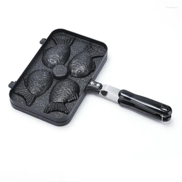 Moldes para hornear Sartén antiadherente comercial Ahorro de energía y hermosos gofres Agarre cómodo Taiyaki No se deforma fácilmente Suministros de barra de cocina