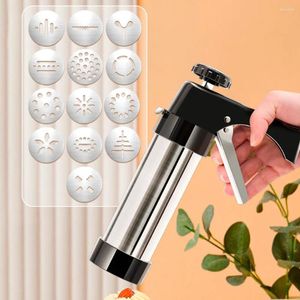 Moules de cuisson Cookie Press Gun Kit en acier inoxydable avec 13 disques 8 buses de glaçage Deluxe Maker pour