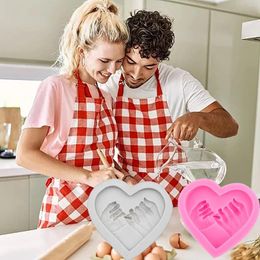 Moldes para hornear Prensa de galletas Amor de los amantes de acero inoxidable Tirado a mano Caña de azúcar Pastel de silicona Decorativo Conjunto de Navidad de San Valentín