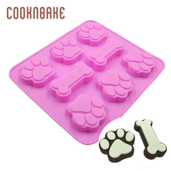 Moldes para hornear COOKNBAKE Molde de silicona para pastel Galleta Pastelería Perro Caramelo Molde de chocolate Forma de hueso Resina Hielo Jello Pan Form231O