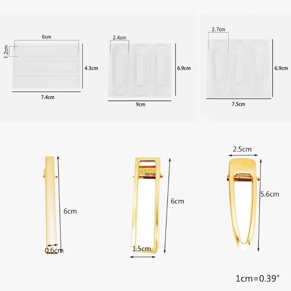 Moldes para hornear artesanías resina silicona epoxi molde pelo Clip Barrette molde joyería fundición gota