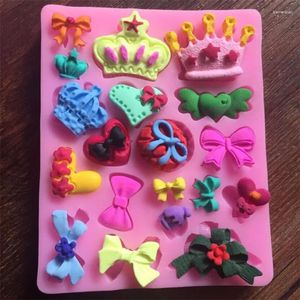 Moules de cuisson Couronne Princesse Arc Silicone Moule Dentelle Tapis Fondant Moule Gâteau Décoration Outil Chocolat Gumpaste Sugarcraft Cuisine Accessoires