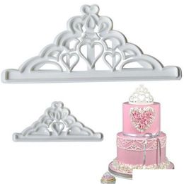 Moules de cuisson Couronne Set Plastique Fondant Cutter Gâteau Moule Biscuit Cookie Cupcake Décoration Outils Sugarcraft Topper Bakeware Home Garde Dhug6