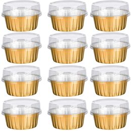 Bakvormen dessertbekers met deksels gouden aluminium folie bakbekers houders cupcake bak utility ramekin clear pudding cups 230217