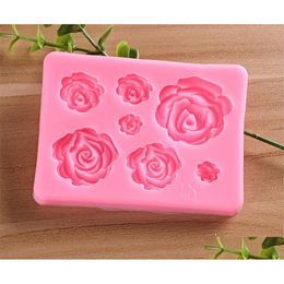 Bakvormen Dineren Rose Bloemen Sile Mould Cake Chocolade Bruiloft Decoreren Gereedschap Fondant Sugarcraft Drop Delivery Home Garden Kit Dhzfx