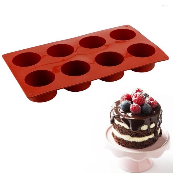 Moldes para hornear DIY Cake Mold Muffin Cupcake Pan 3D Molde de silicona redondo hecho a mano 8 agujeros Galleta de chocolate