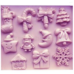 Moules à cuisson DIY Arbres de Noël Moules de gâteau Snowflake Fondant Chocolate Silicone Moule Candy Tools SGS Certifié T1050