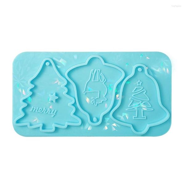 Moldes para hornear DIY Molde de resina epoxi de cristal Holográfico Listado de Navidad Colgante de silicona A