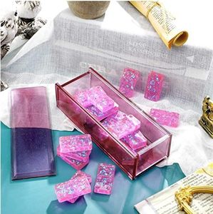 Bakvormen DIY Epoxy Resin Domino Set Domino Storage Box Pai Gow Measuring Cup Set Tabletop Decoratie Crafts Silicone Mold 230217