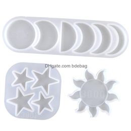 Bakvormen diy epoxy hars sile mod moon star sun molds handmatige ornament hanger witte mal transparant 2 5HJ g2 druppel afgifte hom dhhu6