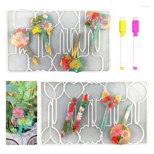 Moldes para hornear DIY Etiquetas de plantas de jardín Molde de silicona Nombre Decoración Hecho a mano Resina epoxi Bandeja de señal Marcar formas Cristal