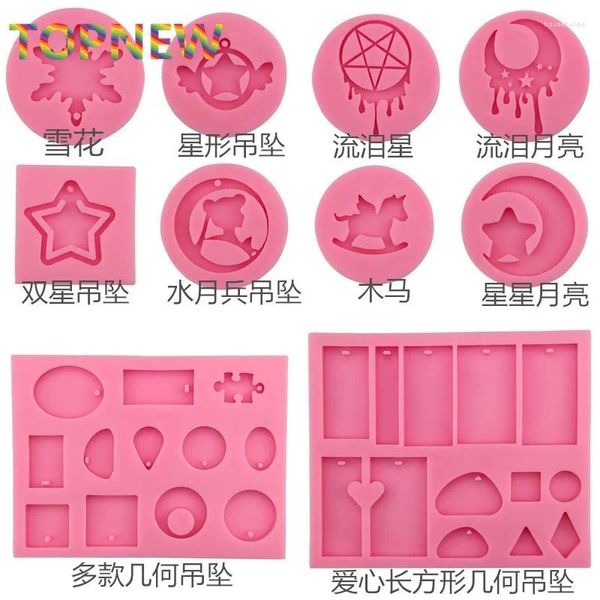 Moldes para hornear DIY Lunas Estrellas Copos de nieve Corazones de caballo Colgante Pendientes de cuentas Molde Molde de silicona epoxi Pulseras hechas a mano Herramientas de joyería