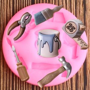 Bakvormen diy gereedschap hamer schroevendraaier verfborstel siliconen schimmel suiker ambacht fondant cake decoreren chocoladegal