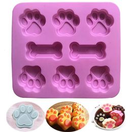 Moules de cuisson empreinte de chien moule en Silicone moules à gâteaux os emporte-pièce Fondant 3D bricolage patte de chat accessoires de cuisson 231213