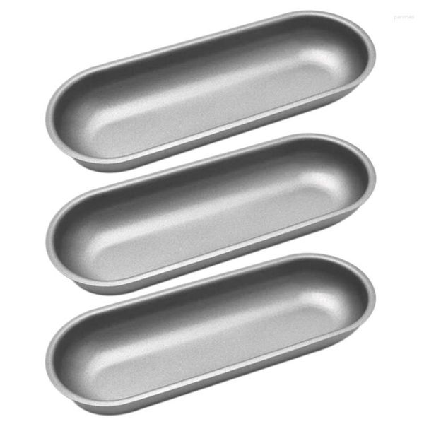 Moldes para hornear, molde para perros, moldes para salchichas de acero al carbono, utensilios para hornear antiadherentes, molde ovalado para bollos para bricolaje, herramienta para pan casero, 3 uds.