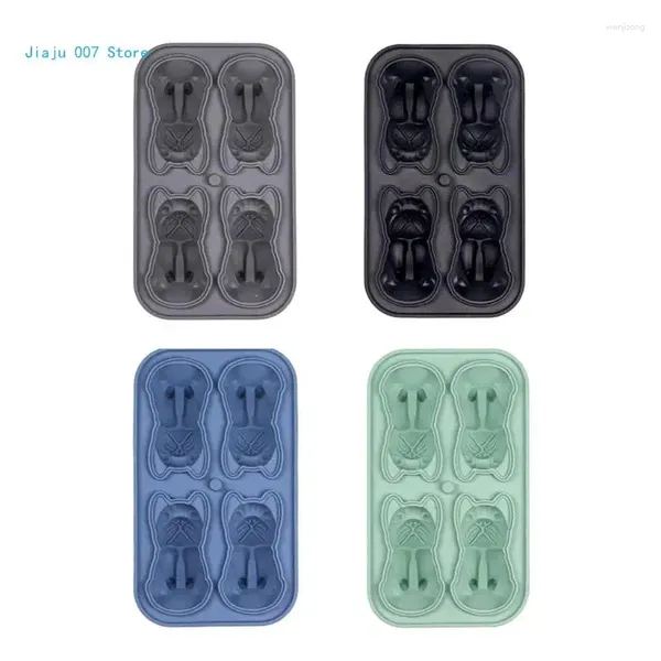 Moldes para hornear en forma de perro Hielo fabricando moho bandeja de animales de cubo flexible C9GA