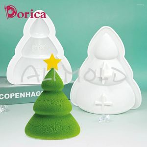 Moules à cuisson Dorica 2pcs / Set 3d Christmas Tree Silicone Mousse Moule Diy Jelly Chocolate French Dessert Cake Decorating Tools Kitchen