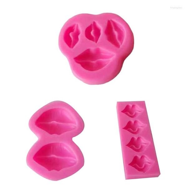 Moldes para hornear E56C 3D Sexy Lip resina molde Fondant silicona DIY pastel pastelería