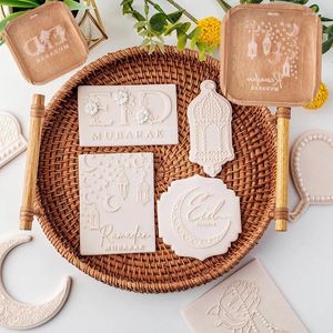 Moules de cuisson Eid Mubarak Emporte-pièces et timbres Ramadan Biscuit Moule 3D Lune Fondant Gaufrage Moule Gâteau Décoration Outils