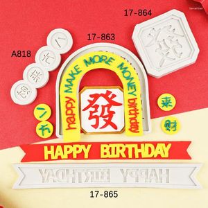 Bakken Molds English Happy Birthday Cake Decoration Siliconen Mold Blessing Words Card Mold 17-863